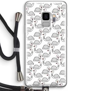 CaseCompany Zwanen: Samsung Galaxy S9 Transparant Hoesje met koord