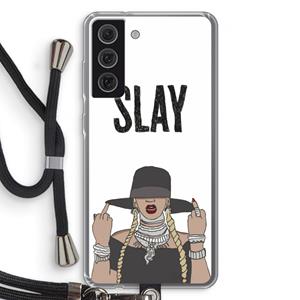 CaseCompany Slay All Day: Samsung Galaxy S21 FE Transparant Hoesje met koord