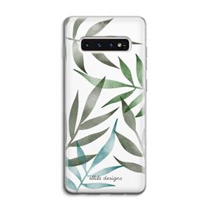 CaseCompany Tropical watercolor leaves: Samsung Galaxy S10 4G Transparant Hoesje