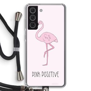 CaseCompany Pink positive: Samsung Galaxy S21 FE Transparant Hoesje met koord