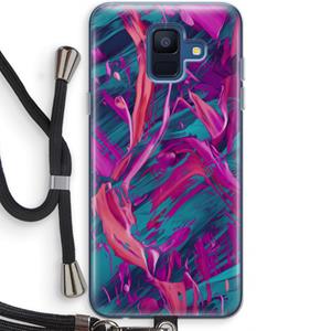 CaseCompany Pink Clouds: Samsung Galaxy A6 (2018) Transparant Hoesje met koord