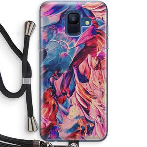 CaseCompany Pink Orchard: Samsung Galaxy A6 (2018) Transparant Hoesje met koord
