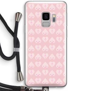 CaseCompany Ass 'n Titties: Samsung Galaxy S9 Transparant Hoesje met koord