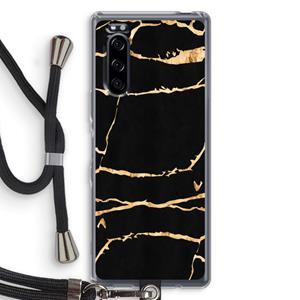 CaseCompany Gouden marmer: Sony Xperia 5 Transparant Hoesje met koord