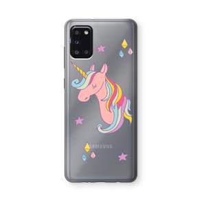 CaseCompany Roze eenhoorn: Samsung Galaxy A31 Transparant Hoesje