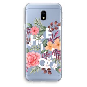 CaseCompany Hello in flowers: Samsung Galaxy J3 (2017) Transparant Hoesje