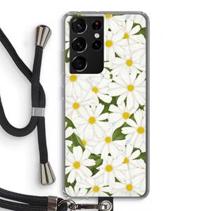 CaseCompany Summer Daisies: Samsung Galaxy S21 Ultra Transparant Hoesje met koord