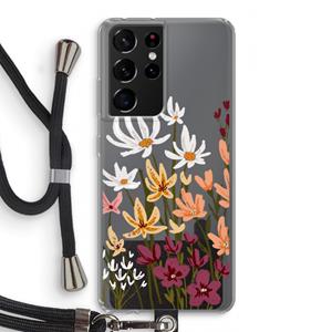 CaseCompany Painted wildflowers: Samsung Galaxy S21 Ultra Transparant Hoesje met koord