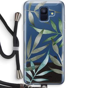 CaseCompany Tropical watercolor leaves: Samsung Galaxy A6 (2018) Transparant Hoesje met koord