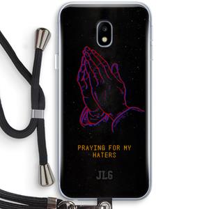 CaseCompany Praying For My Haters: Samsung Galaxy J3 (2017) Transparant Hoesje met koord