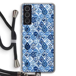 CaseCompany Blauw motief: Samsung Galaxy S21 FE Transparant Hoesje met koord