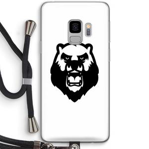 CaseCompany Angry Bear (white): Samsung Galaxy S9 Transparant Hoesje met koord