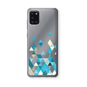 CaseCompany Gekleurde driehoekjes blauw: Samsung Galaxy A31 Transparant Hoesje