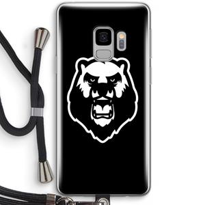CaseCompany Angry Bear (black): Samsung Galaxy S9 Transparant Hoesje met koord