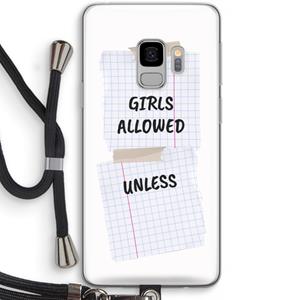 CaseCompany No Girls Allowed Unless: Samsung Galaxy S9 Transparant Hoesje met koord