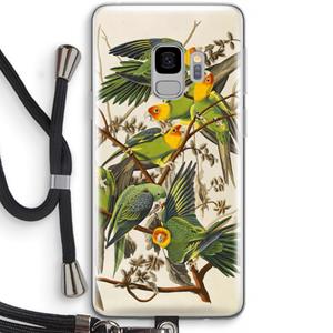 CaseCompany Carolinaparkiet: Samsung Galaxy S9 Transparant Hoesje met koord
