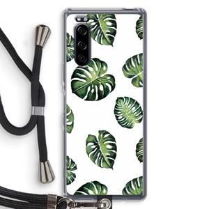 CaseCompany Tropische bladeren: Sony Xperia 5 Transparant Hoesje met koord
