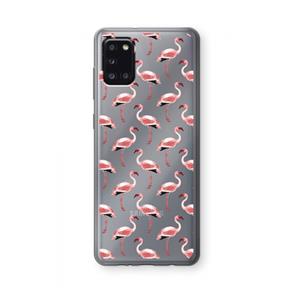 CaseCompany Flamingoprint groen: Samsung Galaxy A31 Transparant Hoesje