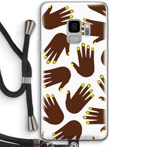 CaseCompany Hands dark: Samsung Galaxy S9 Transparant Hoesje met koord