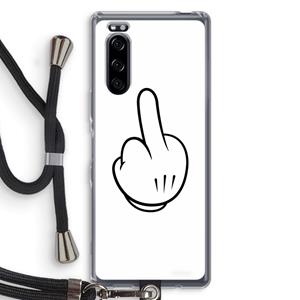 CaseCompany Middle finger white: Sony Xperia 5 Transparant Hoesje met koord