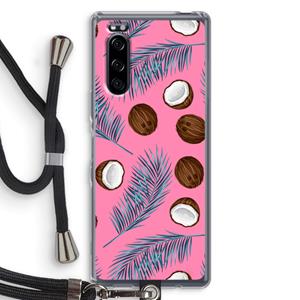 CaseCompany Kokosnoot roze: Sony Xperia 5 Transparant Hoesje met koord