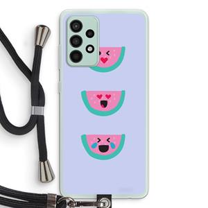 CaseCompany Smiley watermeloen: Samsung Galaxy A52s 5G Transparant Hoesje met koord