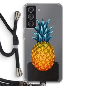 CaseCompany Grote ananas: Samsung Galaxy S21 FE Transparant Hoesje met koord