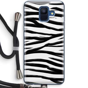 CaseCompany Zebra pattern: Samsung Galaxy A6 (2018) Transparant Hoesje met koord