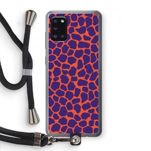 CaseCompany Purple Giraffe: Samsung Galaxy A31 Transparant Hoesje met koord