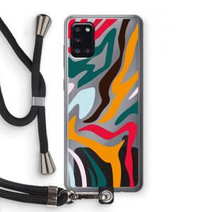 CaseCompany Colored Zebra: Samsung Galaxy A31 Transparant Hoesje met koord
