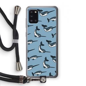 CaseCompany Narwhal: Samsung Galaxy A31 Transparant Hoesje met koord