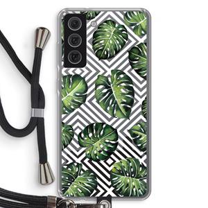 CaseCompany Geometrische jungle: Samsung Galaxy S21 FE Transparant Hoesje met koord