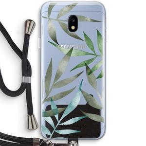CaseCompany Tropical watercolor leaves: Samsung Galaxy J3 (2017) Transparant Hoesje met koord