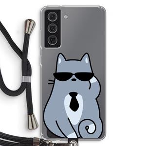 CaseCompany Cool cat: Samsung Galaxy S21 FE Transparant Hoesje met koord