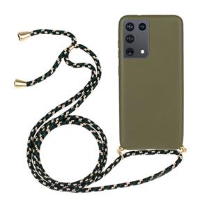 Lunso Backcover hoes met koord - Samsung Galaxy S21 Ultra - Army Groen