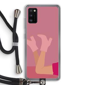 CaseCompany Pink boots: Samsung Galaxy A41 Transparant Hoesje met koord