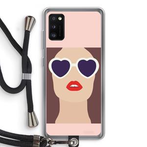 CaseCompany Red lips: Samsung Galaxy A41 Transparant Hoesje met koord