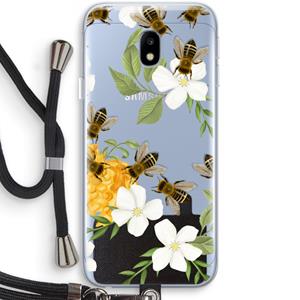 CaseCompany No flowers without bees: Samsung Galaxy J3 (2017) Transparant Hoesje met koord