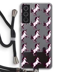 CaseCompany Musketon Unicorn: Samsung Galaxy S21 FE Transparant Hoesje met koord