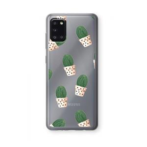 CaseCompany Cactusprint roze: Samsung Galaxy A31 Transparant Hoesje