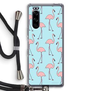 CaseCompany Anything Flamingoes: Sony Xperia 5 Transparant Hoesje met koord