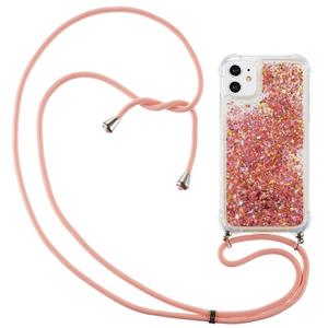 Lunso Backcover hoes met koord - iPhone 12 Mini - Glitter Rose Goud
