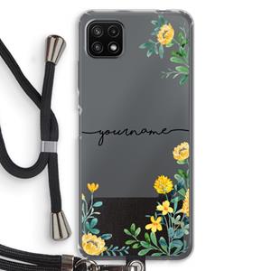 CaseCompany Gele bloemen: Samsung Galaxy A22 5G Transparant Hoesje met koord