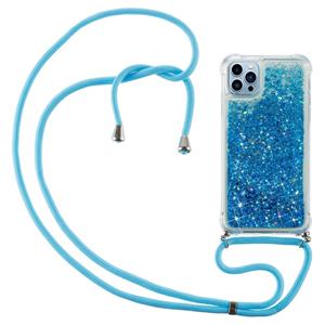 Lunso Backcover hoes met koord - iPhone 14 Pro Max - Glitter Blauw