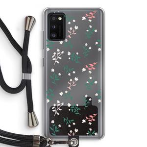 CaseCompany Small white flowers: Samsung Galaxy A41 Transparant Hoesje met koord