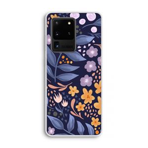 CaseCompany Flowers with blue leaves: Samsung Galaxy S20 Ultra Transparant Hoesje