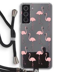CaseCompany Anything Flamingoes: Samsung Galaxy S21 FE Transparant Hoesje met koord