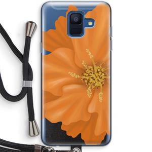CaseCompany Orange Ellila flower: Samsung Galaxy A6 (2018) Transparant Hoesje met koord