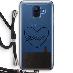 CaseCompany Friends heart black: Samsung Galaxy A6 (2018) Transparant Hoesje met koord
