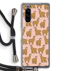 CaseCompany Alpacas: Sony Xperia 5 Transparant Hoesje met koord